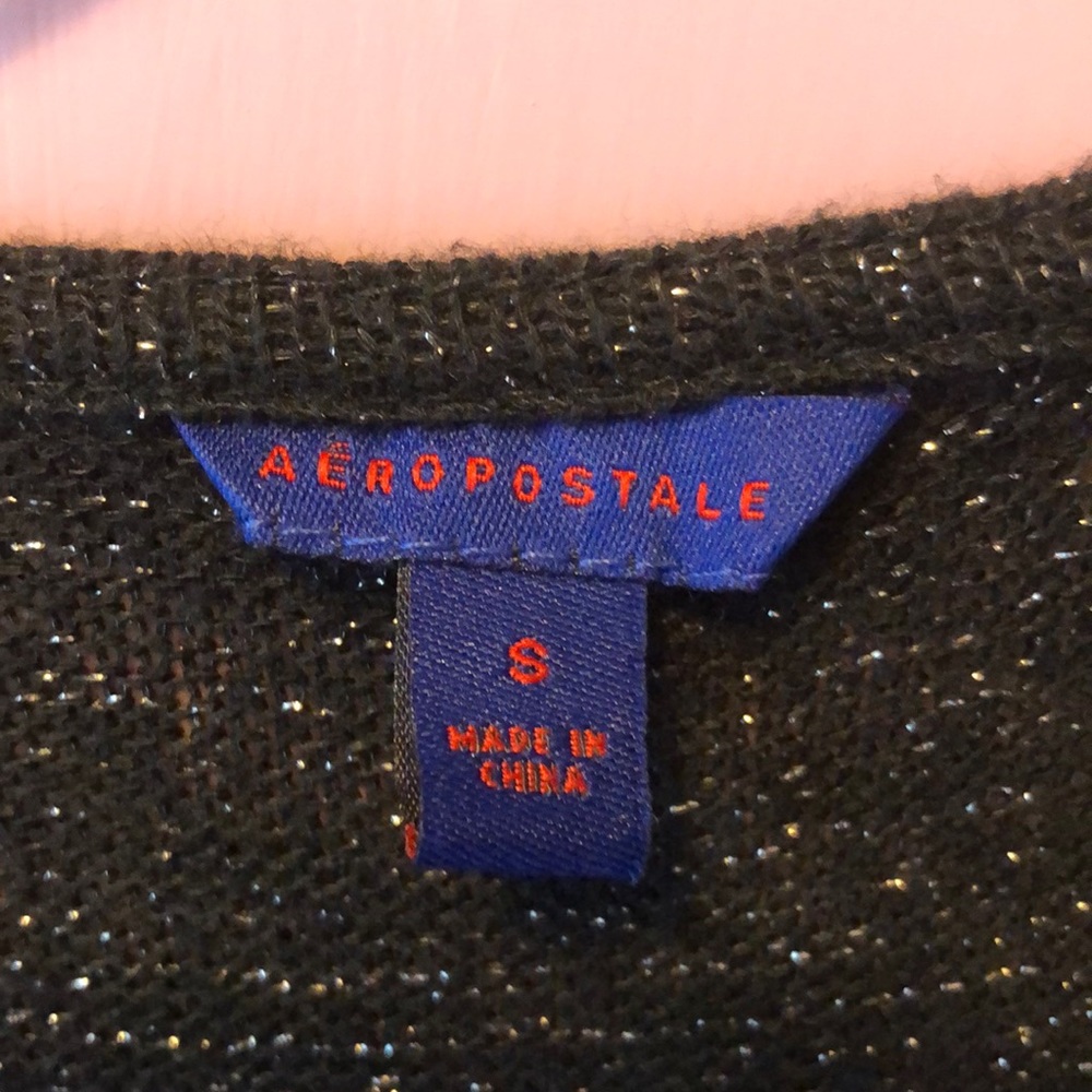 Small AEROPOSTALE long black duster sweater with sparkle to it. New w/out tags.